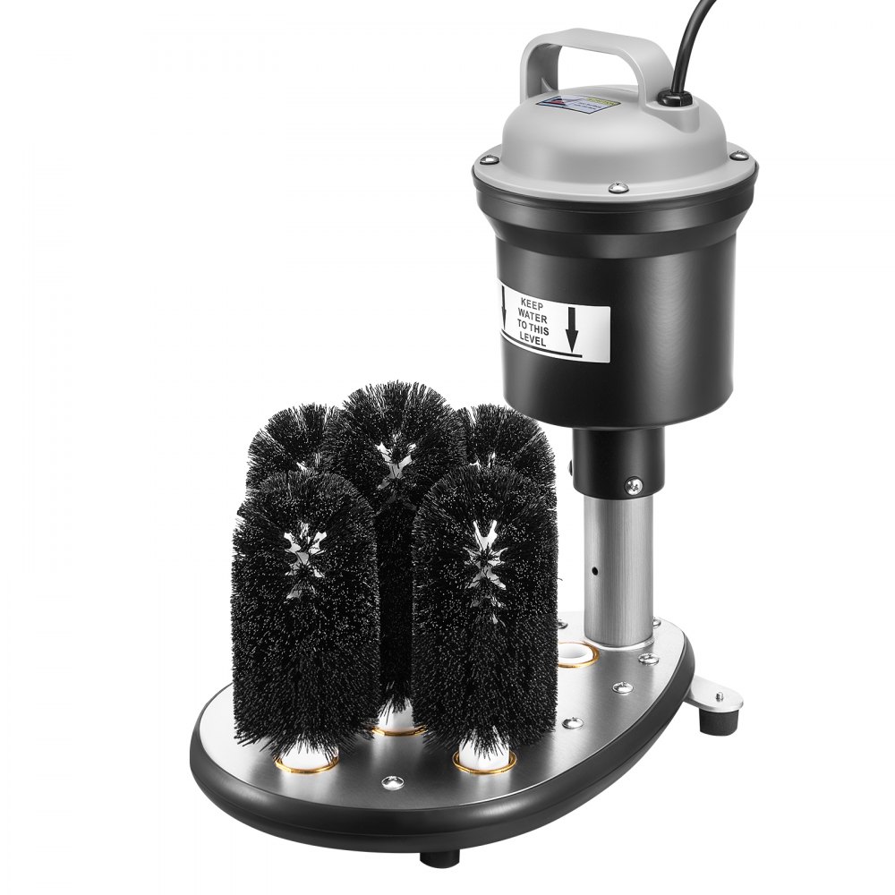 VEVOR Electric Glass Washer and Glass Cleaner with 5 Brushes for Bars, 1200 Cups/Hour Wine Glass Cleaning Machine, Glass Washer for Champagne Glasses, Beer Steins, and Mugs, Perfect for Bars and Cafes