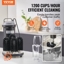 VEVOR Elektrische Glasspüler Gläserspülgerät 1200 Tassen/h 5 Bürsten Cafés