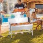 VEVOR Lammgrill, Spanferkelgrill, Spießbratengrill, 61 kg rollbarer BBQ-Holzkohle-Spießgrill für Schwein, Lamm, Ziege, elektrischer 42-W-Motor, Edelstahl Drehspießröster mit Windschutzscheibe