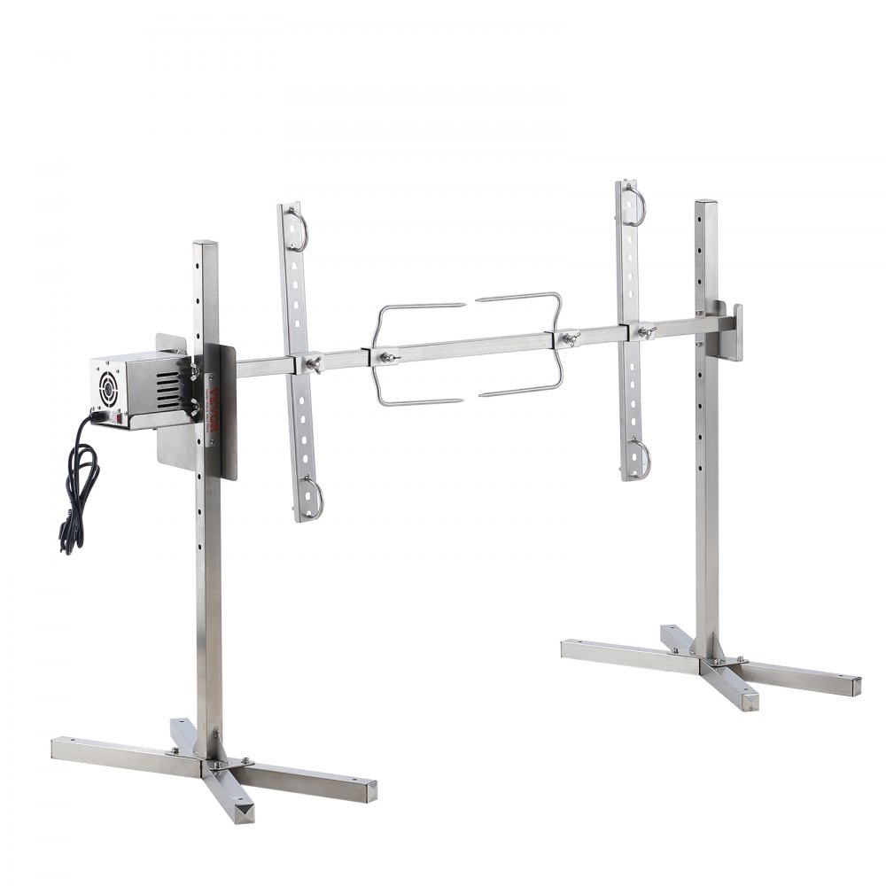 VEVOR Lammgrill, Spanferkelgrill, Spießbratengrill, 60 kg BBQ-Spießgrill für Schwein, Lamm, Ziege, elektrischer 52-W-Motor, kommerzielle Edelstahl-Drehspießröster mit Hitzeschild, 116 cm Spießlänge