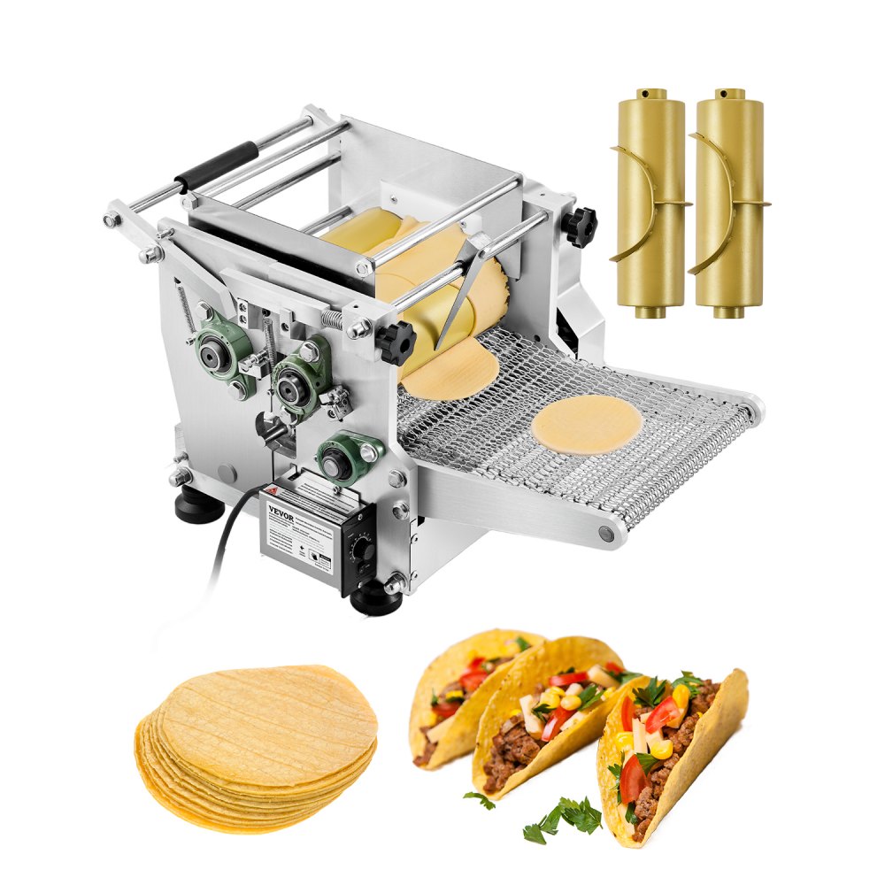 VEVOR elektrischer Tortillamaker, automatische Maschine zur Herstellung von Maistortillas mit Antihaftbeschichtung & zwei Formen (4 + 6 Zoll), für die Herstellung von Sopes Roti Pita Tortilla
