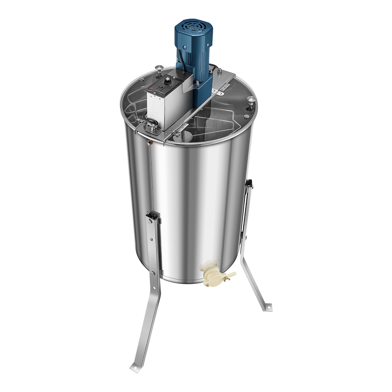 VEVOR Elektrische Honigschleuder, 3-Rahmen-Tangentialschleuder mit transparentem Deckel, 140 W Honigextractor aus Edelstahl, höhenverstellbar, Wabenextraktionsgerät für die Bienenzucht