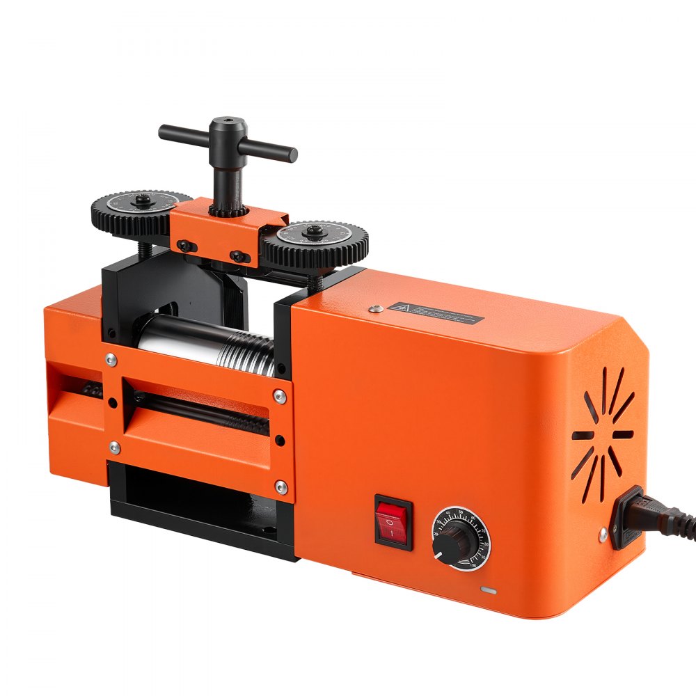 VEVOR Schmuckwalzwerk Elektrisch 60 mm 3-in-1 Walzwerk Flach Vierkant Rund, Werkzeug für DIY-Schmuckhersteller, Einstellbare Dicke 0,03–7 mm, zum Pressen von Duktilen Metallen wie Gold Silber Kupfer