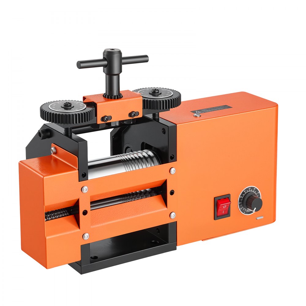 VEVOR Schmuckwalzwerk Elektrisch 60 mm 3-in-1 Walzwerk Flach Vierkant Rund, Werkzeug für DIY-Schmuckhersteller, Einstellbare Dicke 0,03–7 mm, zum Pressen von Duktilen Metallen wie Gold Silber Kupfer