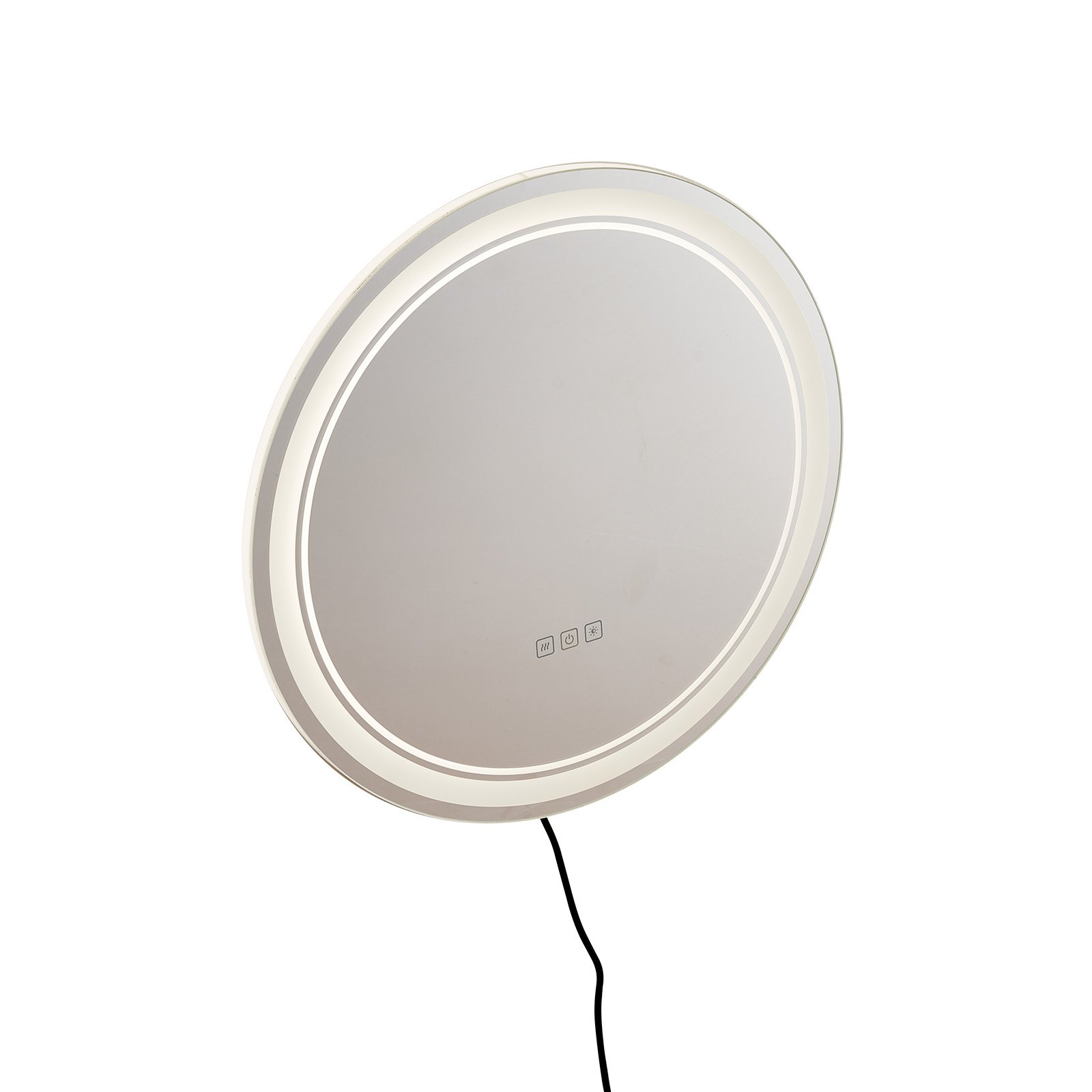 VEVOR LED-Badezimmerspiegel runder Kosmetikspiegel (60 cm) mit Front- und Hintergrundbeleuchtung, beschlagfreier Memory-Spiegel stufenlos dimmbarer Badezimmerspiegel mit 3 Farbtemperaturen Wandmontage