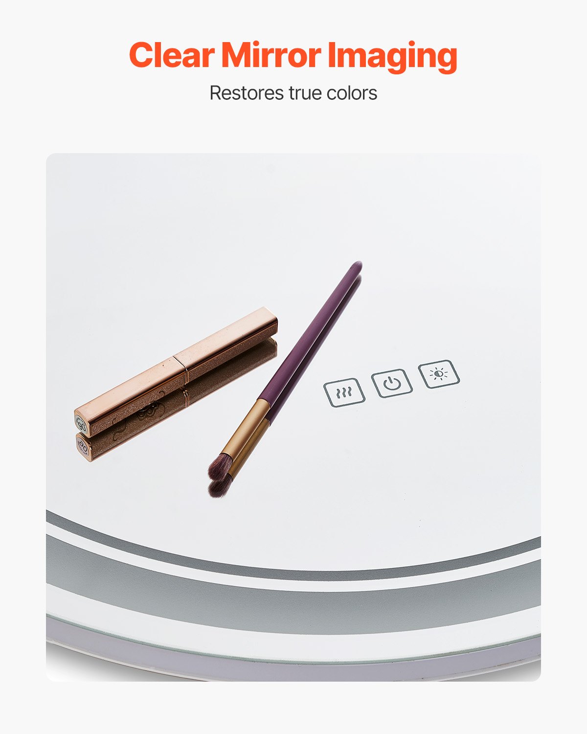 VEVOR LED-Badezimmerspiegel runder Kosmetikspiegel (60 cm) mit Front- und Hintergrundbeleuchtung, beschlagfreier Memory-Spiegel stufenlos dimmbarer Badezimmerspiegel mit 3 Farbtemperaturen Wandmontage