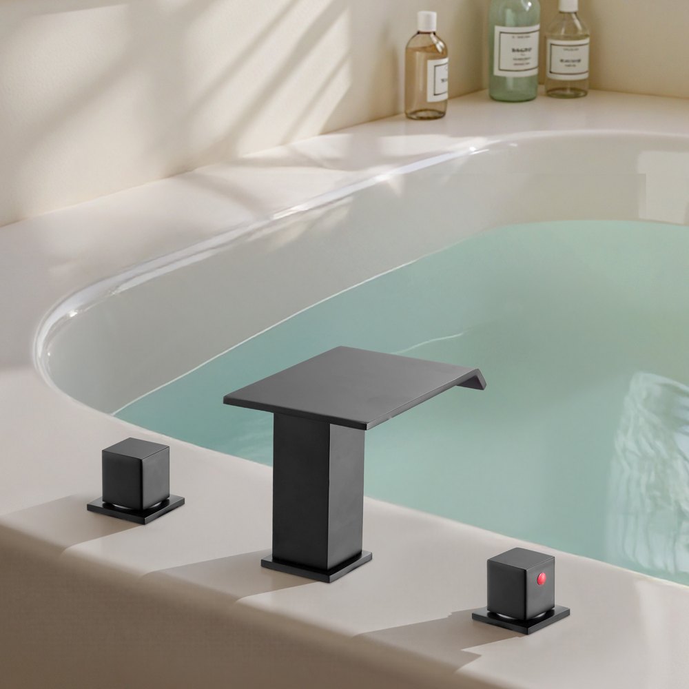 VEVOR römische Badewannenarmatur Wannenarmaturen-Set mit 3 Löchern & 2 Griffen, Badewannenhahn aus Edelstahl mit breitem Auslauf für die Deckmontage zum Waschen Baden von Haustieren Erwachsen