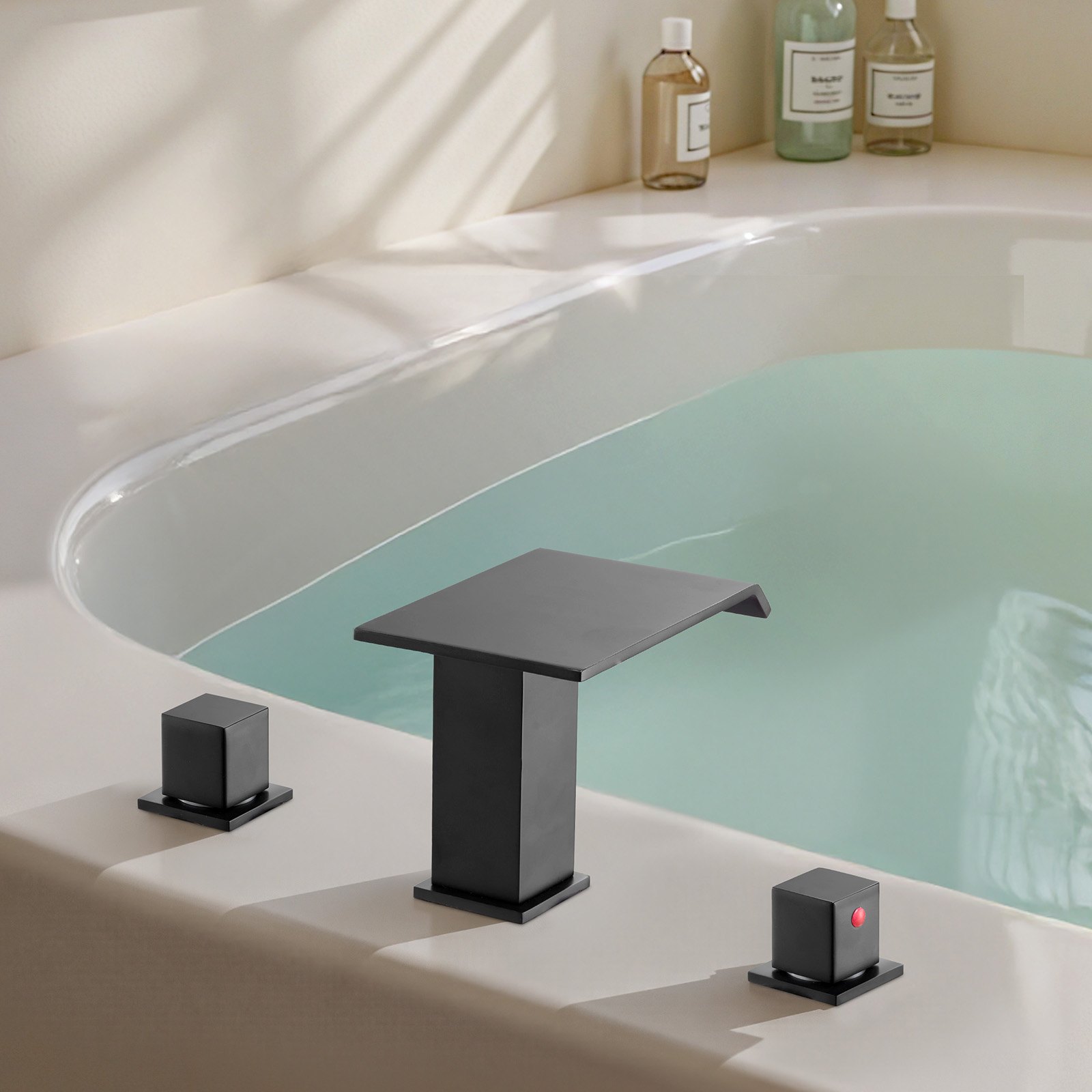 VEVOR römische Badewannenarmatur Wannenarmaturen-Set mit 3 Löchern & 2 Griffen, Badewannenhahn aus Edelstahl mit breitem Auslauf für die Deckmontage zum Waschen Baden von Haustieren Erwachsen