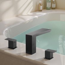 VEVOR römische Badewannenarmatur Wannenarmaturen-Set mit 3 Löchern & 2 Griffen, Badewannenhahn aus Edelstahl mit schmalem Auslauf für die Deckmontage zum Waschen Baden von Haustieren Erwachsen