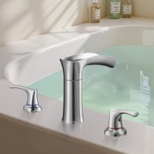 VEVOR römische Badewannenarmatur Wannenarmaturen-Set mit 3 Löchern & 2 Griffen, Badewannenhahn aus Zinklegierung mit kurzem Auslauf für die Deckmontage zum Waschen Baden von Haustieren Erwachsen
