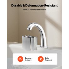 VEVOR römische Badewannenarmatur Wannenarmaturen-Set mit 3 Löchern & 2 Griffen, Badewannenhahn aus Edelstahl mit Bogenauslauf für die Deckmontage zum Baden von Erwachsen Silber