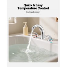 VEVOR römische Badewannenarmatur Wannenarmaturen-Set mit 3 Löchern & 2 Griffen, Badewannenhahn aus Edelstahl mit Bogenauslauf für die Deckmontage zum Baden von Erwachsen Silber