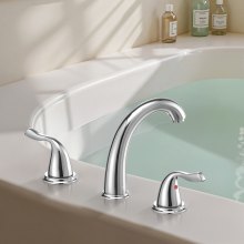 VEVOR römische Badewannenarmatur Wannenarmaturen-Set mit 3 Löchern & 2 Griffen, Badewannenhahn aus Edelstahl mit Bogenauslauf für die Deckmontage zum Baden von Erwachsen Silber