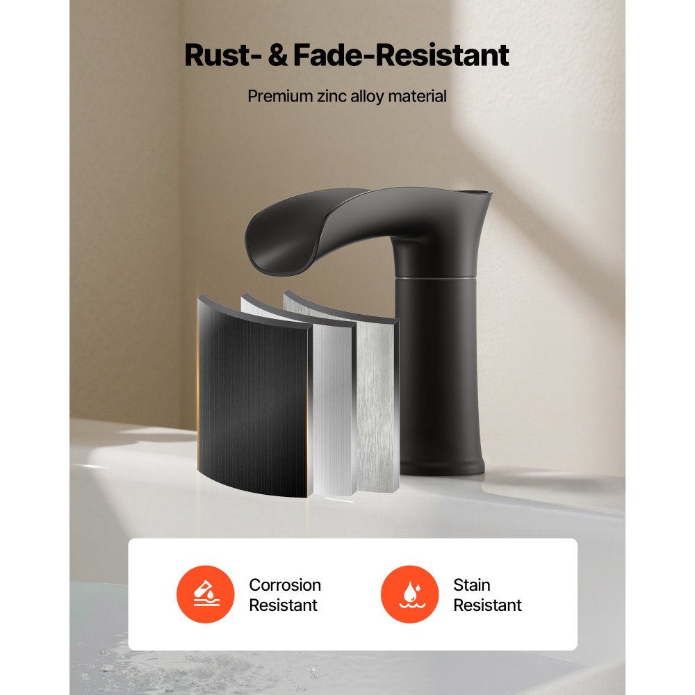 VEVOR römische Badewannenarmatur Wannenarmatur mit 3 Löchern & 2 Griffen, Badewannenhahn aus Zinklegierung mit kurzem Auslauf für die Deckmontage zum Waschen Baden von Haustieren Erwachsen Schwarz