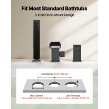 VEVOR römische Badewannenarmatur mit 3 Löchern, Wannenarmaturen-Set mit Handbrause & 1 Griff, Mattschwarz Hochdurchfluss-Badewannenhahn mit doppelten Wasserflussoptionen Deckenmontage Wasserhahn