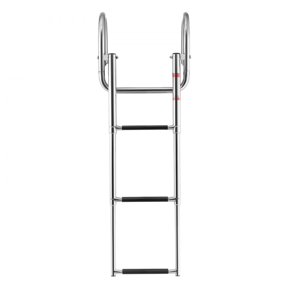 VEVOR Boat Ladder, 3 Steps, Stainless Steel Telescoping Folding Swim Deck Ladder for Rear Entry Inboard, 272.16 kg Capacity with Wide Anti-Slip Steps & Handrails, for Outboards, Yacht, Pontoon Boats