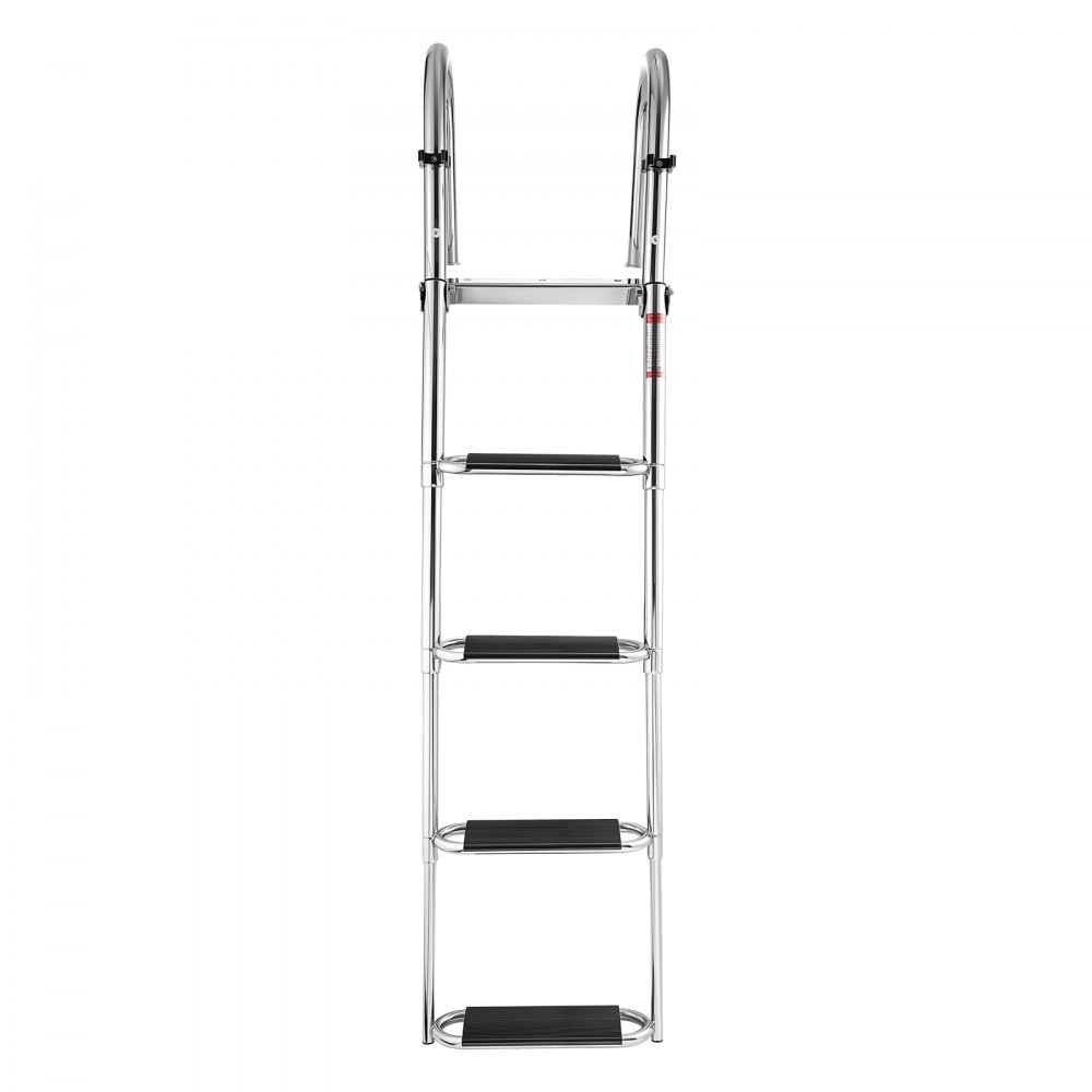 VEVOR Boat Ladder, 4 Steps, Stainless Steel Telescoping Folding Swim Deck Ladder for Rear Entry Inboard, 272.16 kg Capacity, Extra Wide Anti-Slip Steps & Handrails, for Outboards, Yacht, Pontoon Boats
