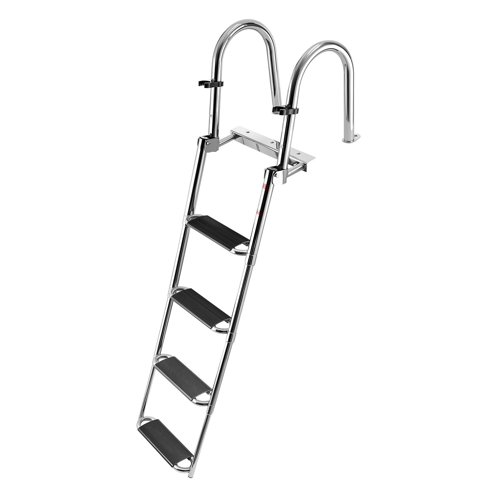 VEVOR Boat Ladder, 4 Steps, Stainless Steel Telescoping Folding Swim Deck Ladder for Rear Entry Inboard, 272.16 kg Capacity, Extra Wide Anti-Slip Steps & Handrails, for Outboards, Yacht, Pontoon Boats