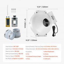 VEVOR 98-114mm Radon-Minderungs-Lüftersystem-Kit 190CFM Inline-Kanalventilator