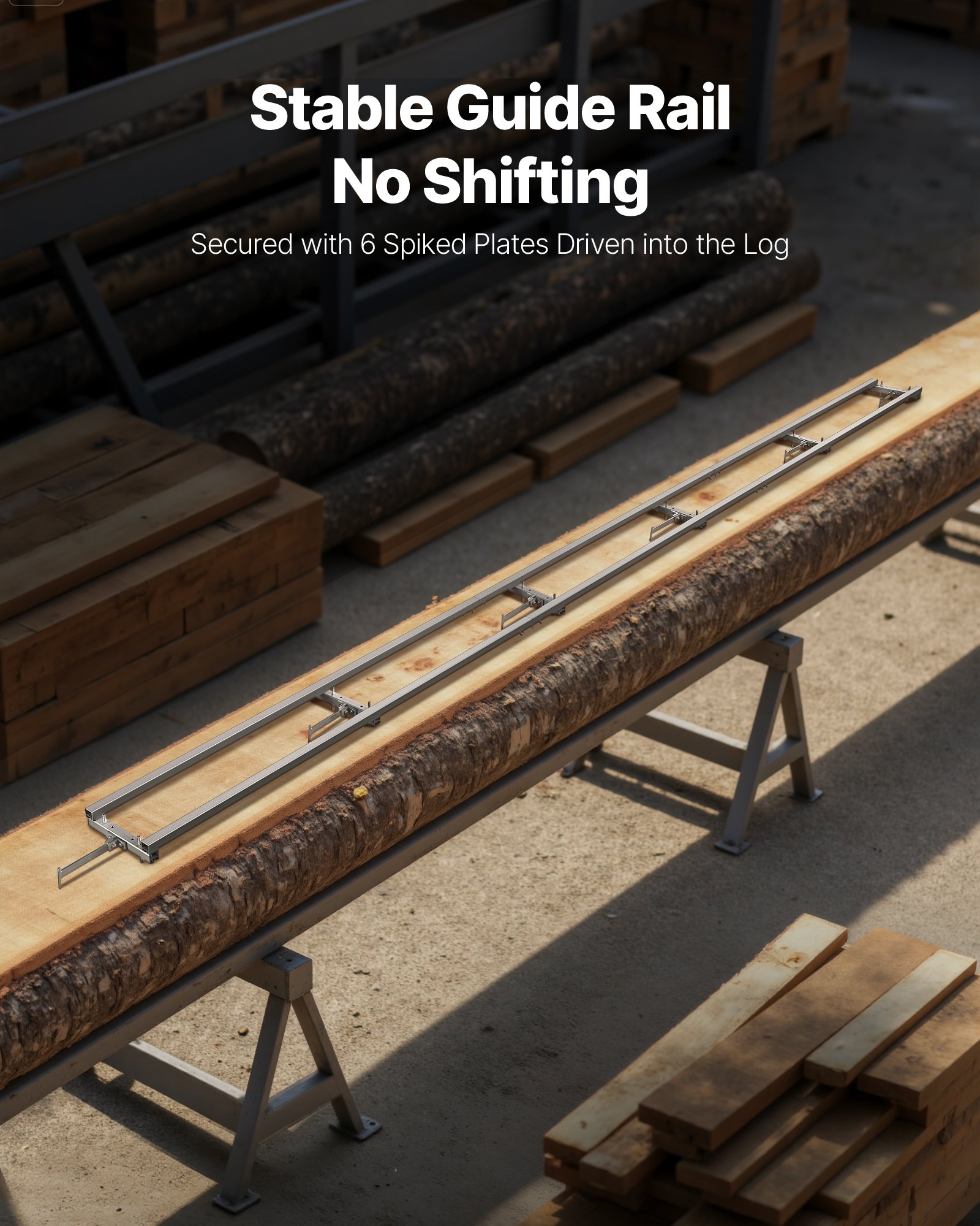 VEVOR Sägewerk-Schienenführungssystem, 4,5 m, 6 Querstangen-Kettensägenfräs-Kits, Alu-Sägefrässchienensystem für Kettensäge, 4 Keile, Schienenfräsführungs-Kit für Bauarbeiter &amp; Holzarbeiter