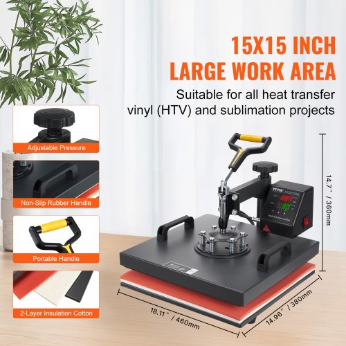 Heißpresse 38x38 Cm – T-Shirt Transferpresse Für Textilien, Bügelmaschine, NEU