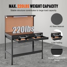 VEVOR Werkbank Werktisch Arbeitstisch Werkstatttisch mit Steckdosen 120x60cm