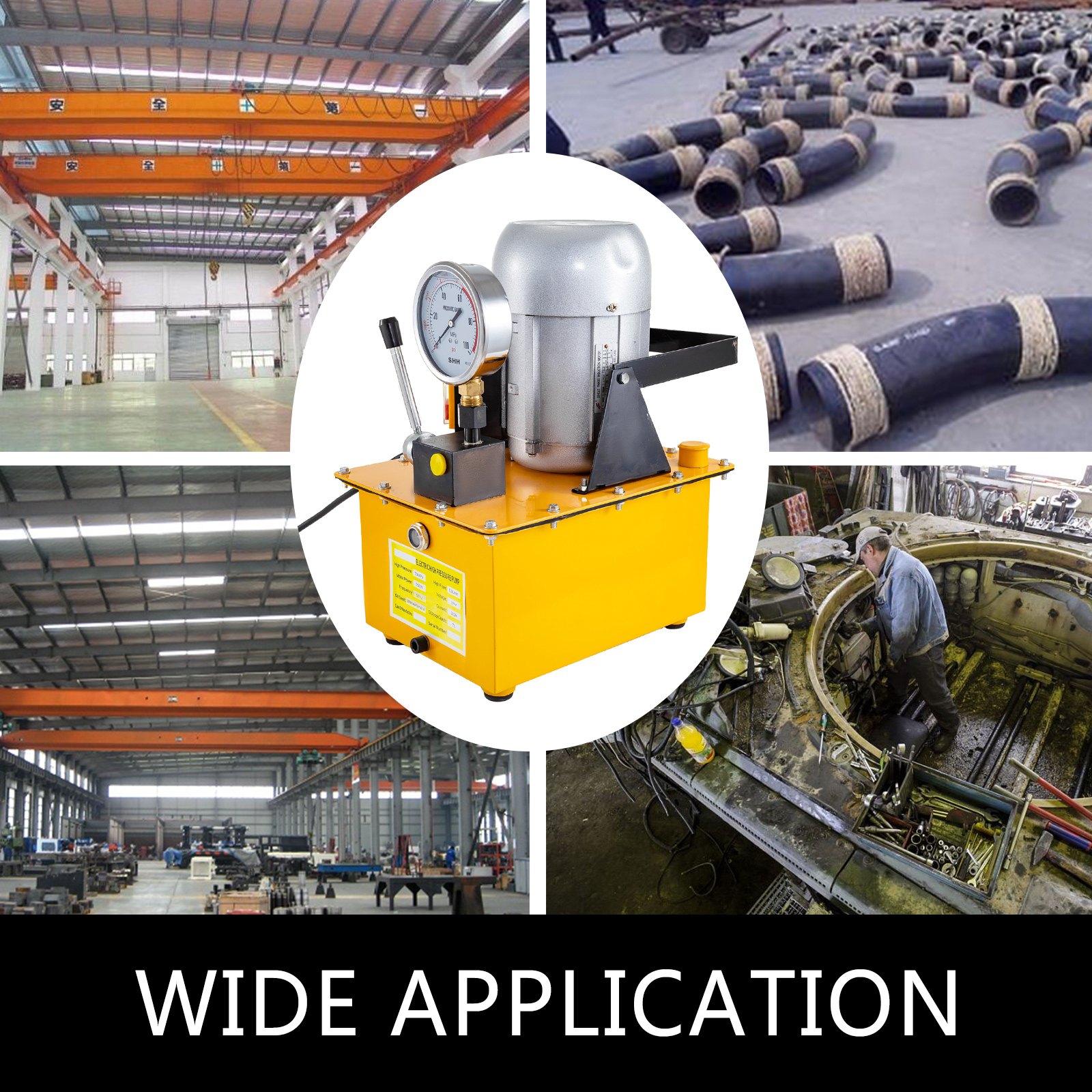 VEVOR Elektrohydraulikpumpe 750 W, Elektrische Hydraulikpumpe 0,52 L/min - 2,5 L/min, Elektrische Angetriebene Hydraulikpumpe mit Magnet-Ventil, Einzel-wirkende Elektrohydraulikpumpe mit Ölschlauch