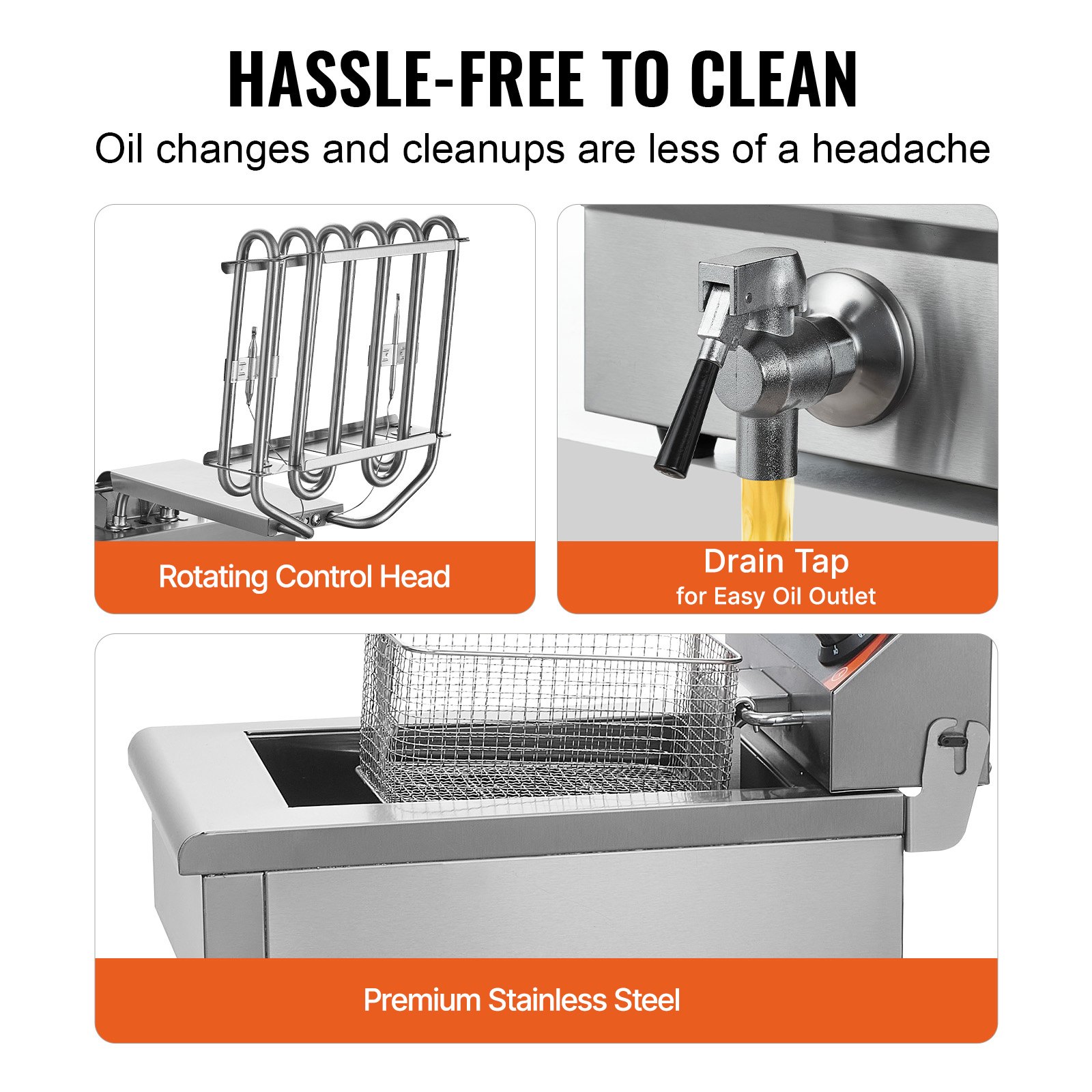 VEVOR kommerzielle Fritteuse, 1500 W elektrische Fritteuse mit Korb, 9 L Edelstahl Fritteuse mit Zeit- und Temperaturkontrolle, Überhitzungsschutz, Fritteuse für Küche Restaurant Café Bar