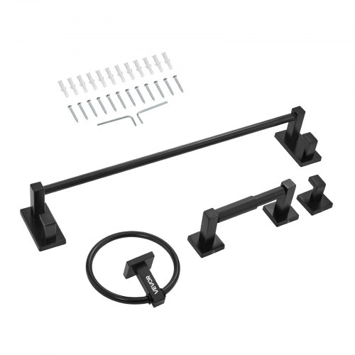 5-teiliges Badezimmer-Set Aus Edelstahl SUS304 – Handtuchstange 50 Cm, Haken, Halter, Toilettenpapierhalter