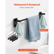 VEVOR Badezimmer Hardware Zubehör Set aus SUS201 Edelstahl (4-tlg.) inkl. Handtuchstange & Handtuchhalter (runder Ring) &  Haken & Toilettenpapierhalter, für Badezimmer, Wandmontage Schwarz