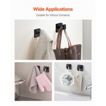 VEVOR Badezimmer Hardware Zubehör Set aus Edelstahl (5-tlg.) inkl. Handtuchstange & Handtuchhalter (quadratischer Ring) & 2 Haken & Toilettenpapierhalter, für Badezimmer, Wandmontage Schwarz