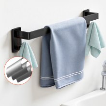 VEVOR Badezimmer Hardware Zubehör Set aus Edelstahl (5-tlg.) inkl. Handtuchstange & Handtuchhalter (quadratischer Ring) & 2 Haken & Toilettenpapierhalter, für Badezimmer, Wandmontage Schwarz