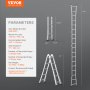 VEVOR Teleskopleiter mit A-Rahmen, 5120 mm, kompakte Aluminium-Ausziehleiter, multifunktionale, zusammenklappbare Wohnmobilleiter, für Hausaufgaben, Treppen, Innen- und Außendächer, 150 kg Tragkraft