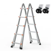 VEVOR Teleskopleiter mit A-Rahmen, 5120 mm, kompakte Aluminium-Ausziehleiter, multifunktionale, zusammenklappbare Wohnmobilleiter, für Hausaufgaben, Treppen, Innen- und Außendächer, 150 kg Tragkraft