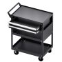 VEVOR Werkzeugwagen 785x450x945 mm, 181 kg Tragkraft, Werkstattwagen mit 2 Schubladen, Aufbewahrungs-Organizer für Mechanikerwerkzeuge, für Garage, Lager & Reparaturwerkstatt, Schwarz