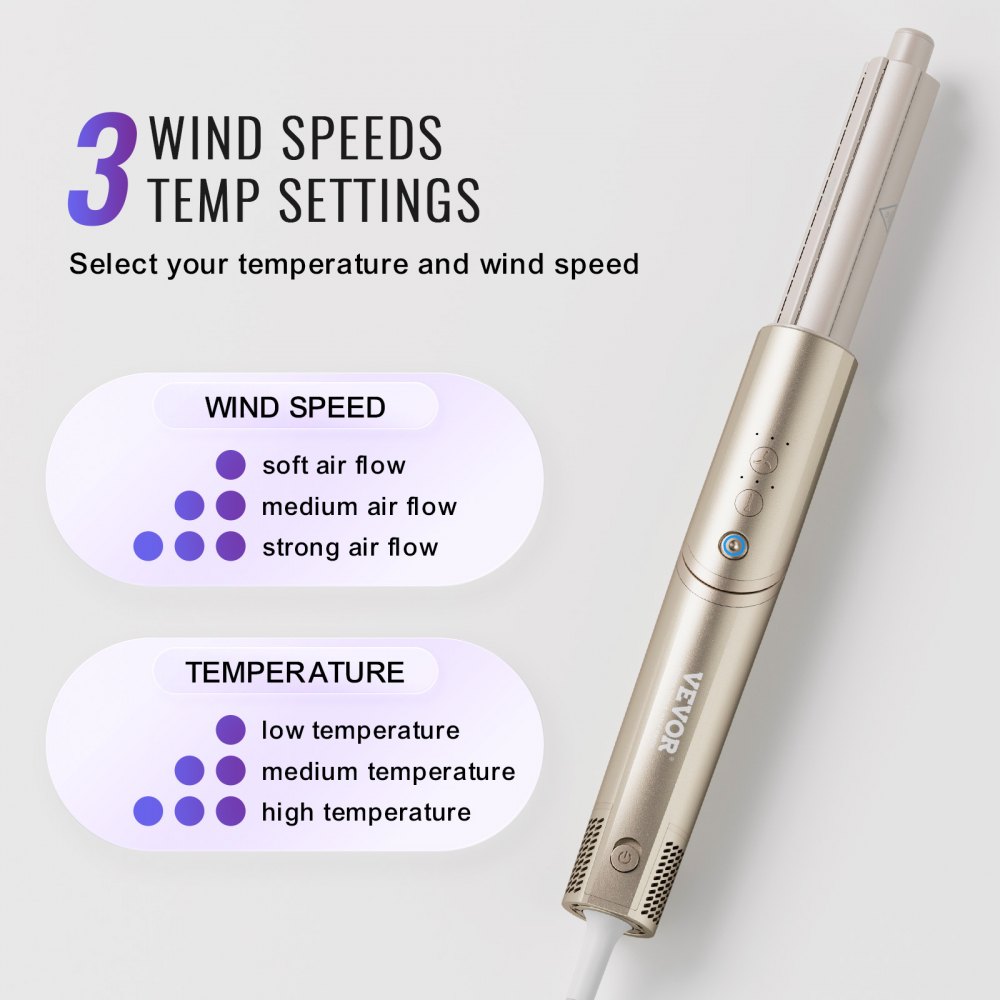 VEVOR 8-in-1-Lockenstab, 1,25-Zoll-Lockenstab-Set aus Keramik mit 2 Zylindern, 2 Bürsten, 4 Düsen für trockenes/glattes/lockiges/voluminöses Haar, Lockenstab für langes, mittellanges und kurzes Haar, für alle Haartypen