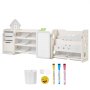 VEVOR Spielzeugaufbewahrung Bücherregal Spielzeugregal HDPE, 4-stöckige multifunktionale Ablage mit 10 flexiblen Kunststoffbehältern & Zeichenbrett, für Schlafzimmer Klassenzimmer (Grau + Beige)