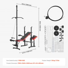 VEVOR Hantelbank Sit-Up-Bank Trainingsbank Einstellbar 272kg Ganzkörpertraining