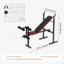 VEVOR Hantelbank Sit-Up-Bank Trainingsbank Krafttraining Einstellbar 172kg