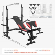 VEVOR Hantelbank Sit-Up-Bank Trainingsbank Einstellbar Faltbar 299kg Schwarz