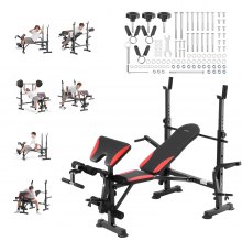 VEVOR Hantelbank Sit-Up-Bank Trainingsbank Einstellbar Faltbar 299kg Schwarz