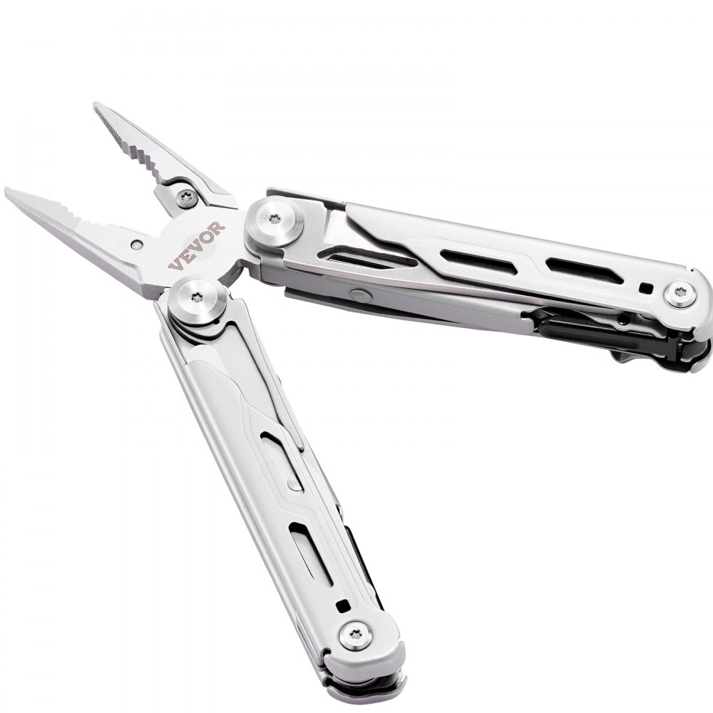 VEVOR Multitool Werkzeug, 16 in 1 Faltbares Edelstahl Multifunktionale Zange, Multiwerkzeug, Multi-Tool als Schneider, Flaschenöffner und Schlitzschrauber, mit 11 Schraubendreher Bits und Schutzetui