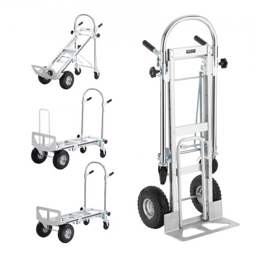 VEVOR 4-in-1 Sackkarre Klappbar 363/454kg Tragfähigkeit Transportkarre Aluminiumlegierung & Kohlenstoffstahl Sackkarre ⇋ Plattformwagen Trolley für Lade- & Transportaufgaben im Innen- & Außenbereich