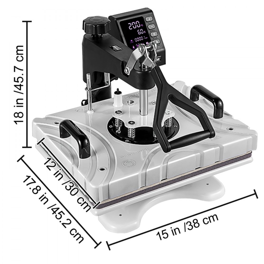 VEVOR Transferpresse T-Shirtpresse 8in1 Weiß Heißpresse 1kW Hitzepresse 29x38cm