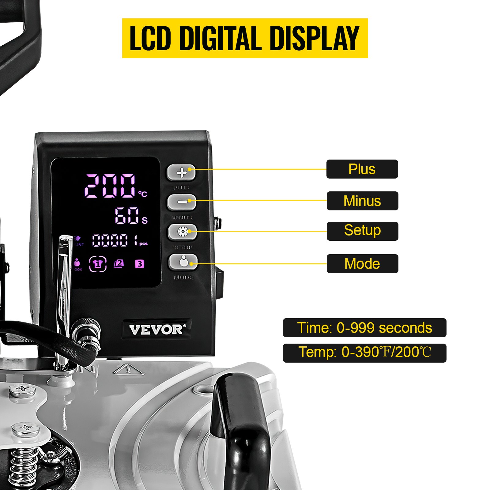 VEVOR Transferpresse T-Shirtpresse 8in1 Weiß Heißpresse 1kW Hitzepresse 29x38cm