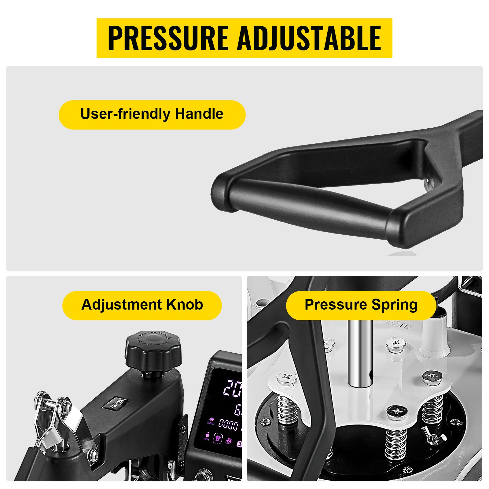 VEVOR Transferpresse T-Shirtpresse 8in1 Weiß Heißpresse 1kW Hitzepresse 29x38cm