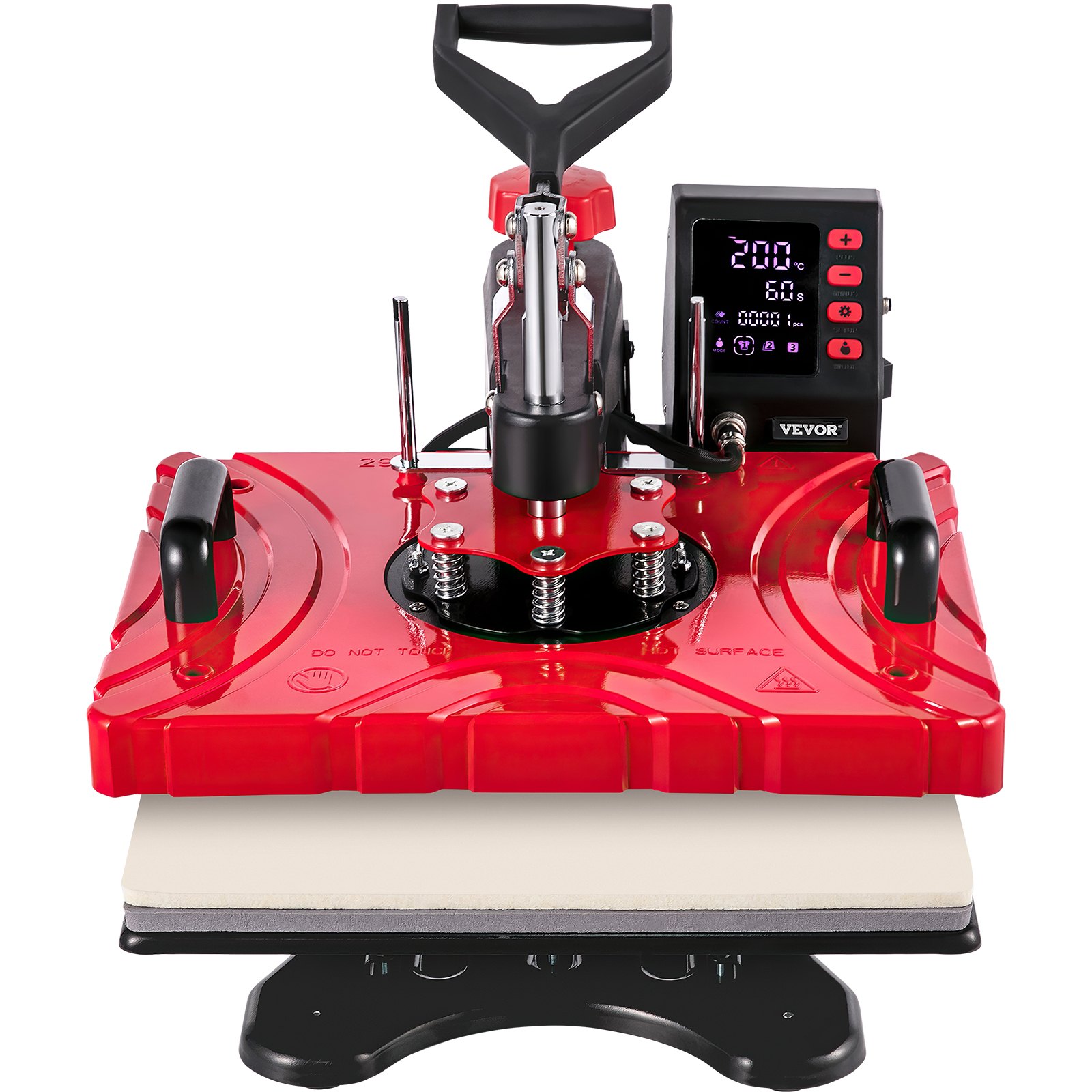 VEVOR 8 in 1 Hitzepresse 38 x 30 cm Transferpresse  Rot T-Shirtpresse Becherpresse Heißpresse Maschine Textilpresse Tassenpresse für Hüten Tellern Tassen Multifunktionale Sublimation 360-Grad-Drehbar