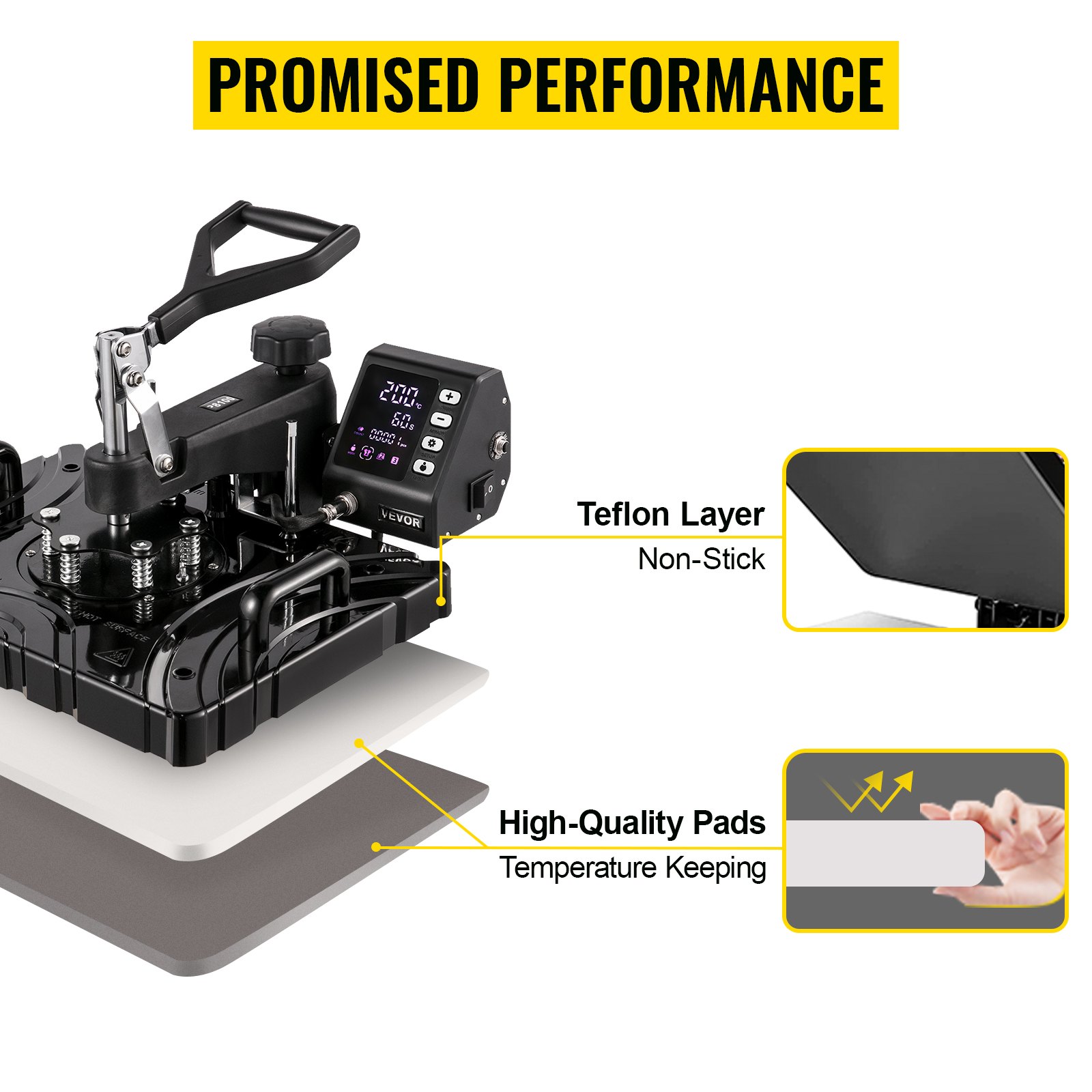 VEVOR Transferpresse T-Shirtpresse 8 in 1 Schwarz Heißpresse Hitzepresse 30x38cm