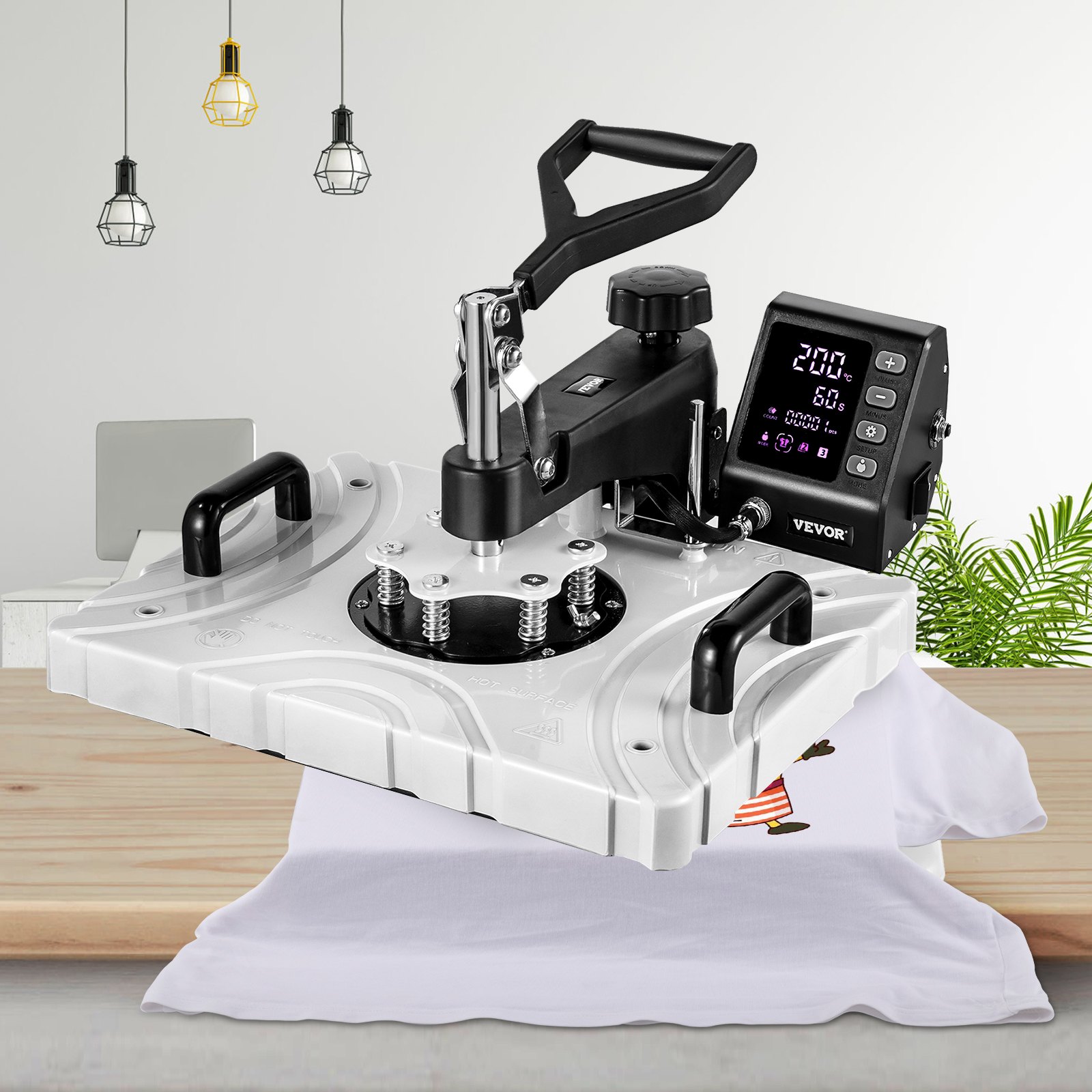 VEVOR Hitzepresse 6 in 1 Transferpresse Weiß Heißpresse Maschine 38 x 30 cm T-Shirtpresse Textilpresse Multifunktionale Sublimation Becherpresse Tassenpresse für Hüten Tellern Tassen 360-Grad-Drehbar