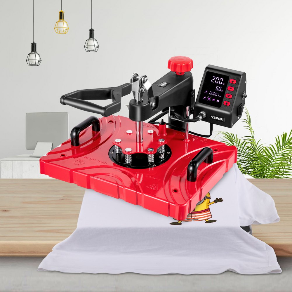 Vevor Transferpresse T-shirtpresse 6 In 1 Rot Heißpresse Hitzepresse 30 X 38 Cm